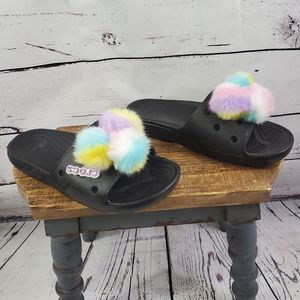 Crocs Classic Fur Sure Slide Unisex Sizing Women’s 9 Men's 7 NWOT Jibitz Charm